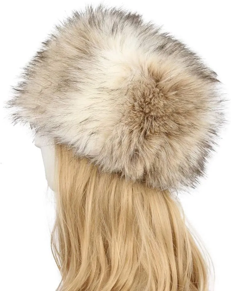 Old Dlrd Russian Hat,Winter Faux Fur Hats for Women,Warm Russian Cossack Style Hat for Ladies