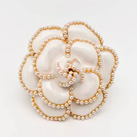 Pearl Enamel Brooch - White