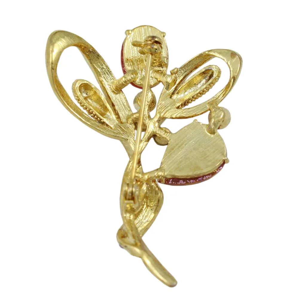 Pink Sparkling Flower Bud with Crystals Brooch Pin - PRL851P