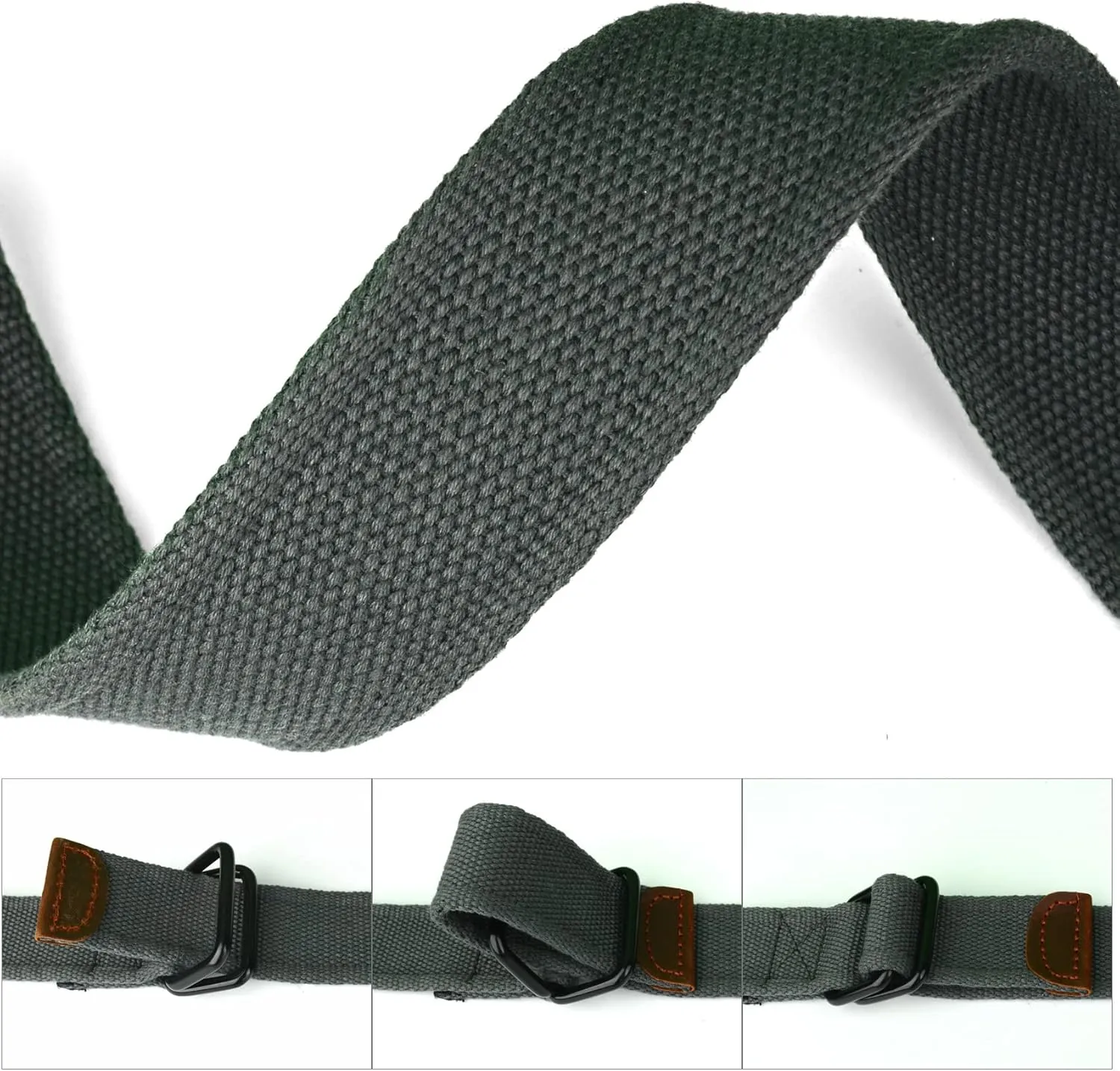 Plus Size 39-75'' Long Double Ring Big Mens Canvas Fabric Cloth Belts Black