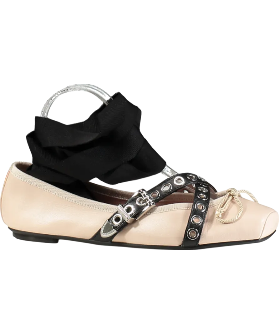 PRETTY BALLERINAS Pink Kristen Lace Up Sacchetto Style Ballerina UK 4 EU 37 👠