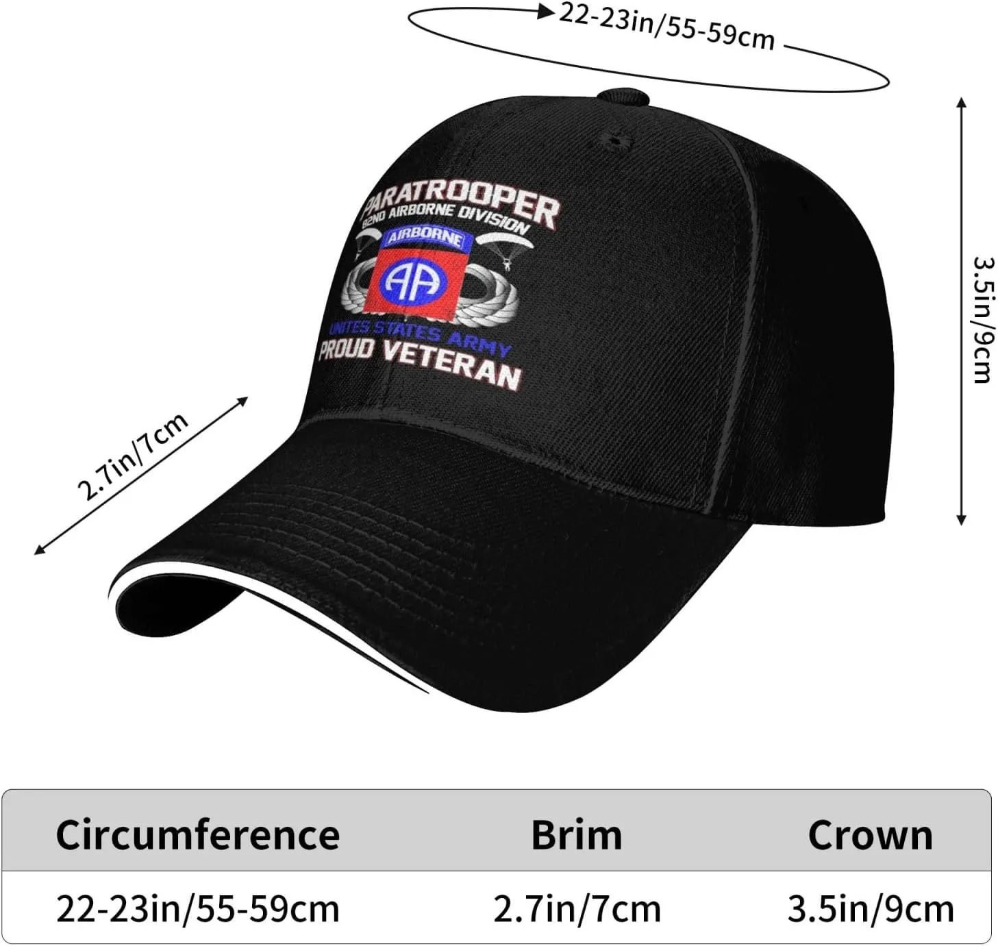 Proud-Paratrooper-Veteran-82nd-Airborne-Div Baseball Cap Sandwich Caps Dad Hat Black Casquette