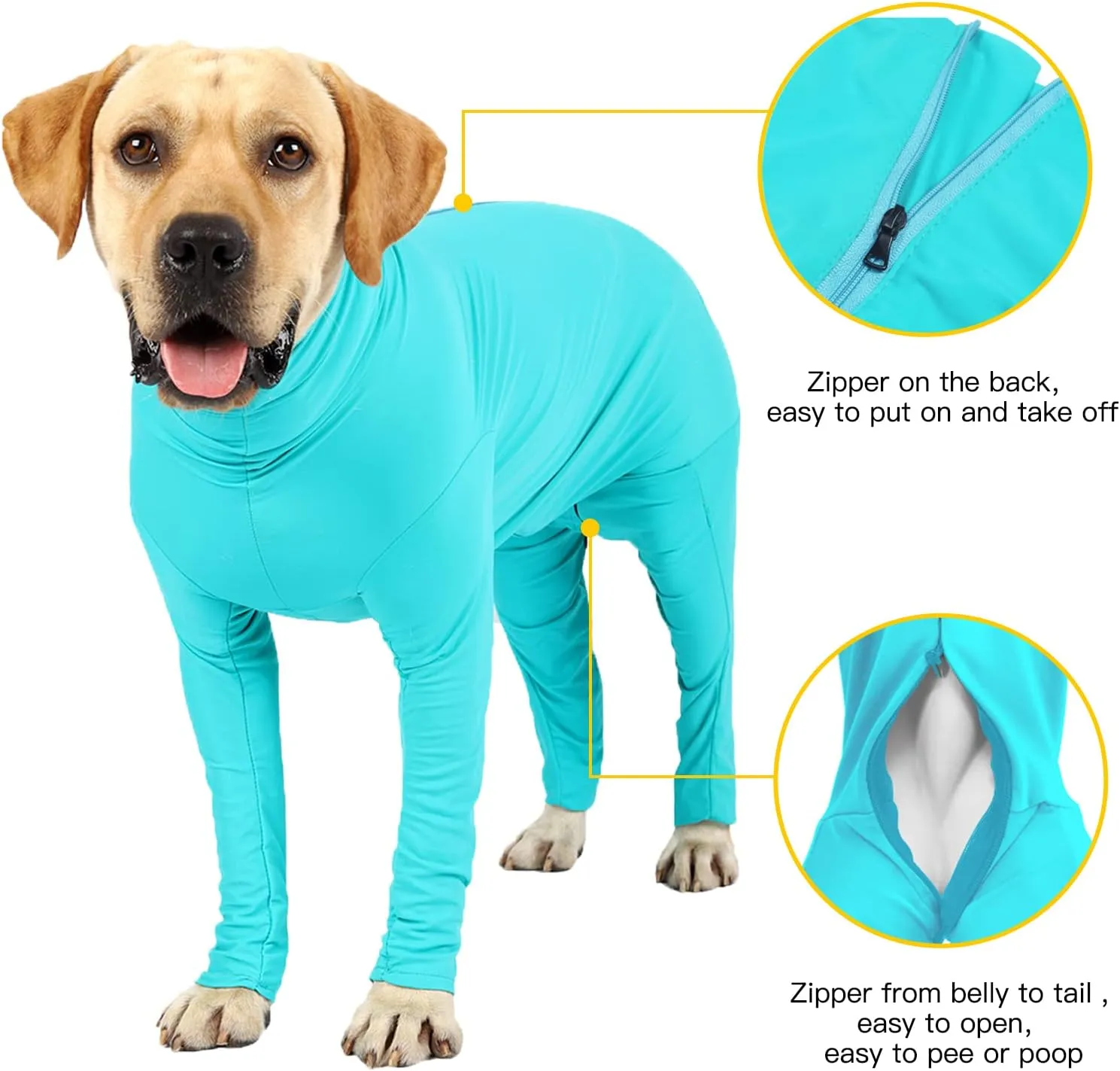 Puppy Onesies for Surgery Recovery - Small Dogs Pjs After Surgery Anti Shedding Suit for Large Dogs (M, Lake Grey)