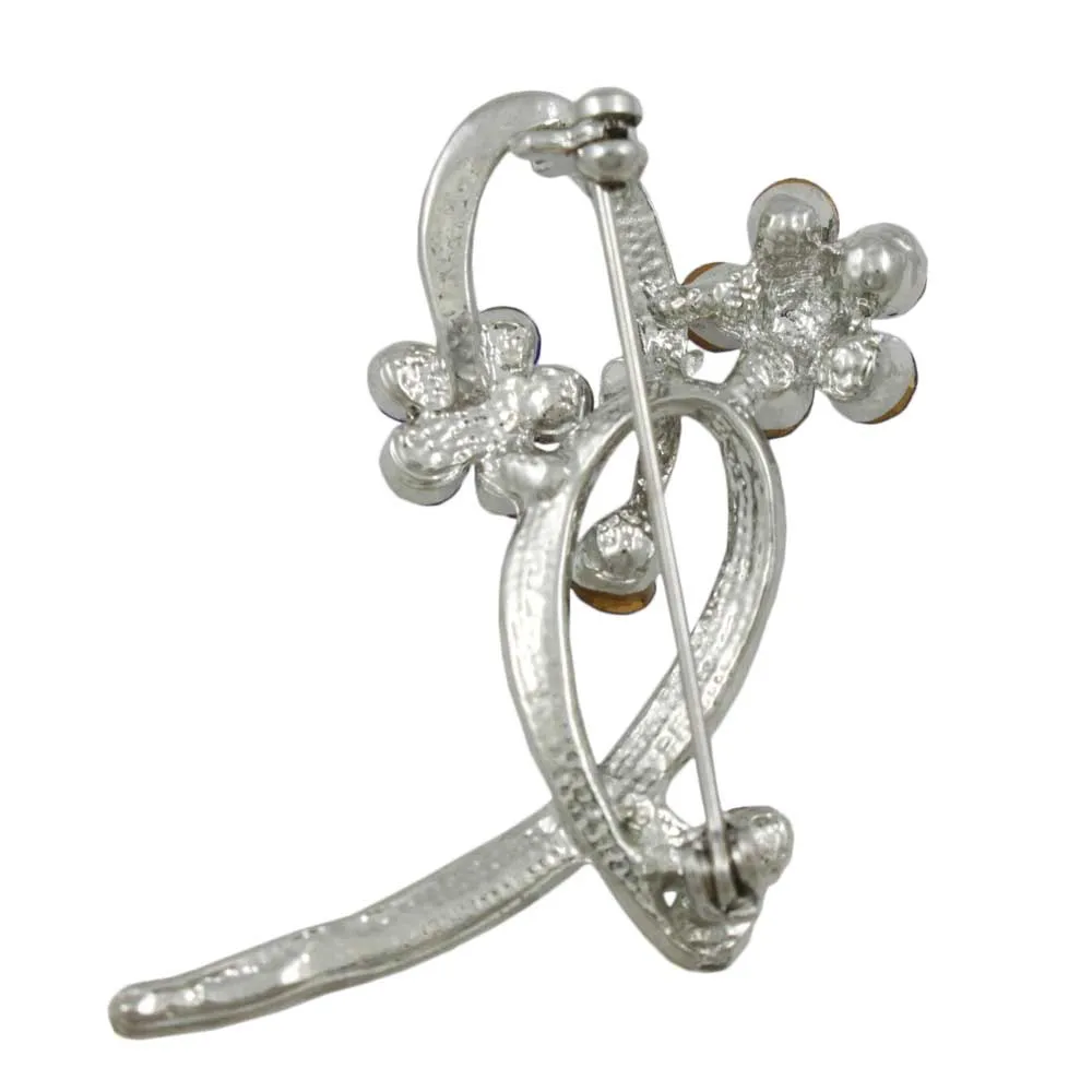 Purple Crystal Daisies on Loop Flower Brooch Pin - PRL904