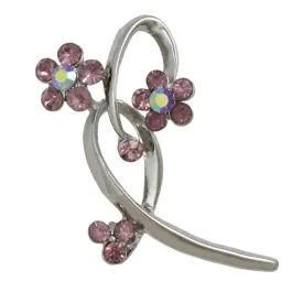 Purple Crystal Daisies on Loop Flower Brooch Pin - PRL904