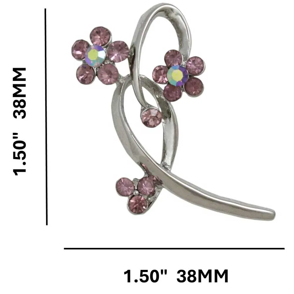 Purple Crystal Daisies on Loop Flower Brooch Pin - PRL904