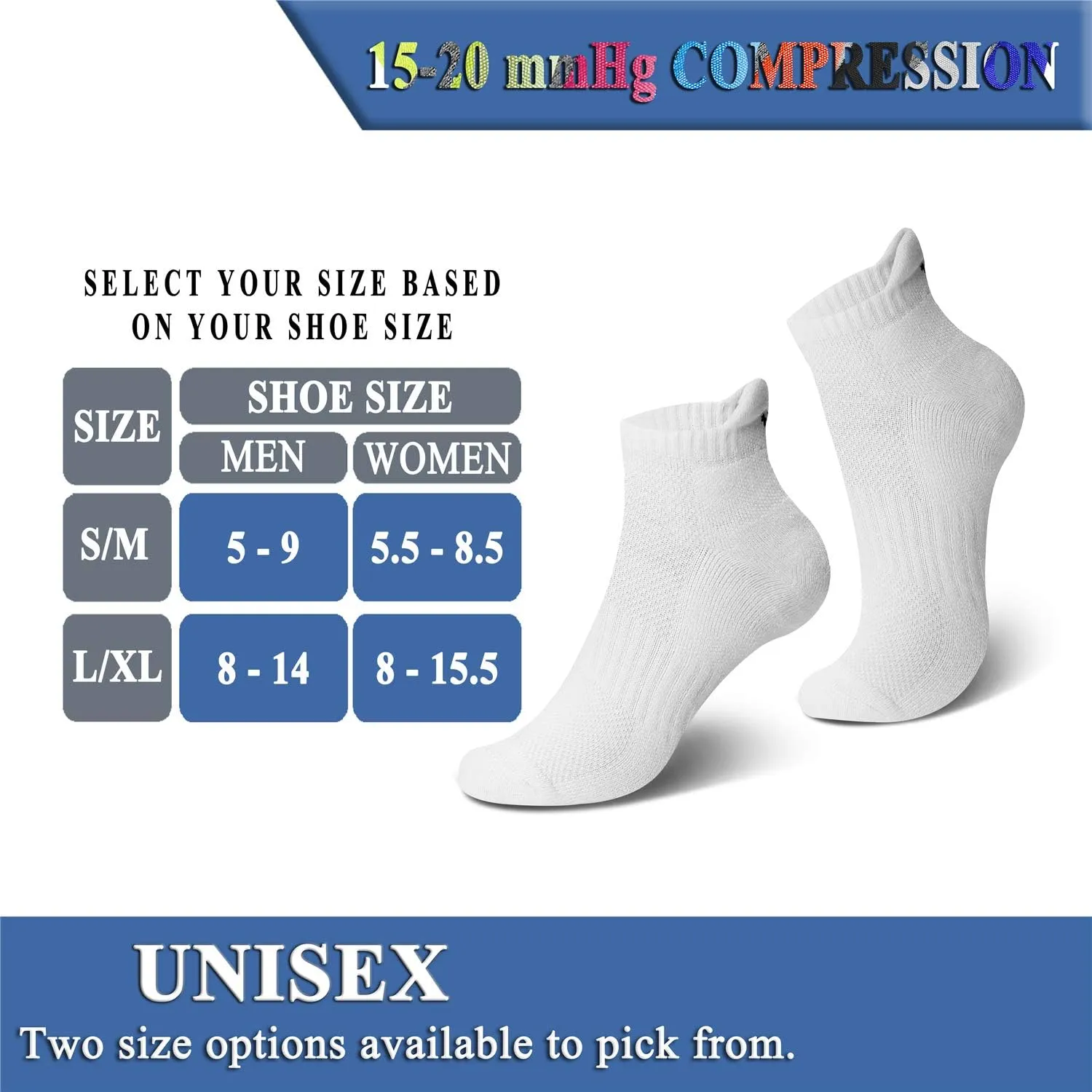 QUXIANG Compression Socks for Women & Men Circulation 3/6/7 Pairs Arch Ankle Support 15-20 mmHg Best for Running Cycling