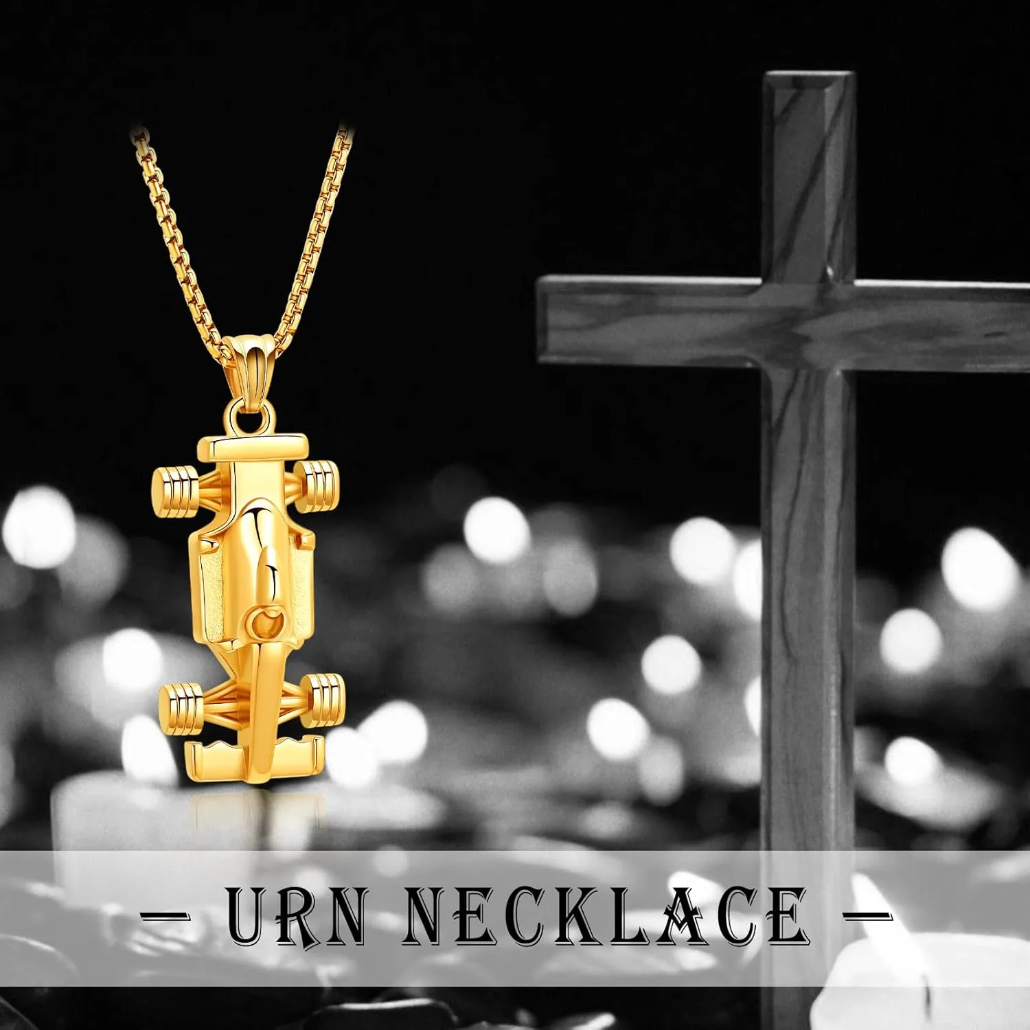 Race Car Urn Necklace for Ashes for Men Adults Stainless Steel Motor Racing Car Cremation Jewelry Urn Pendant Ashes Holder Keepsake Memorial Urn Locket