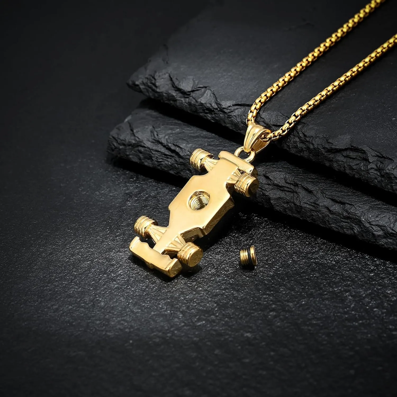 Race Car Urn Necklace for Ashes for Men Adults Stainless Steel Motor Racing Car Cremation Jewelry Urn Pendant Ashes Holder Keepsake Memorial Urn Locket