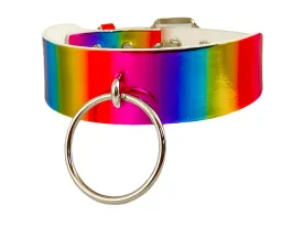 Rainbow Choker With U Ring And 2" Ring