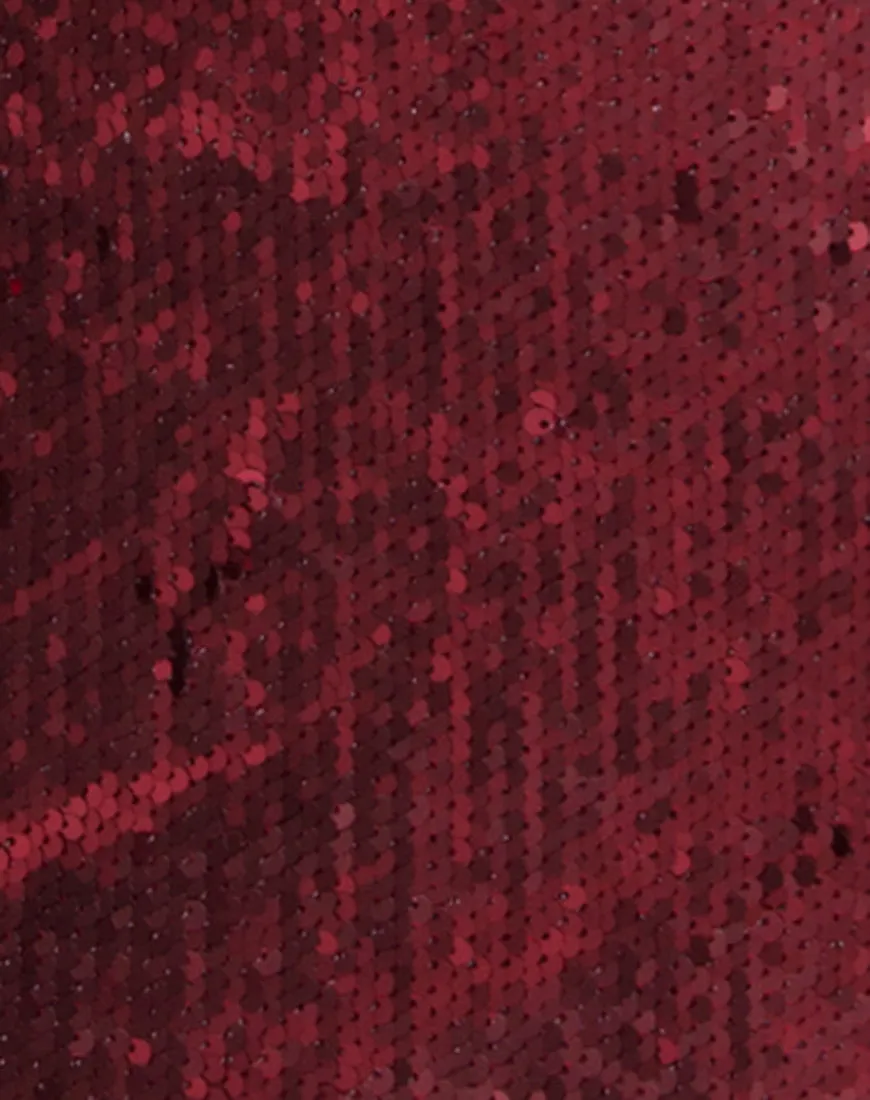 Ruby Rose Bodycon Dress in Fishcale Matte Sequin Wine