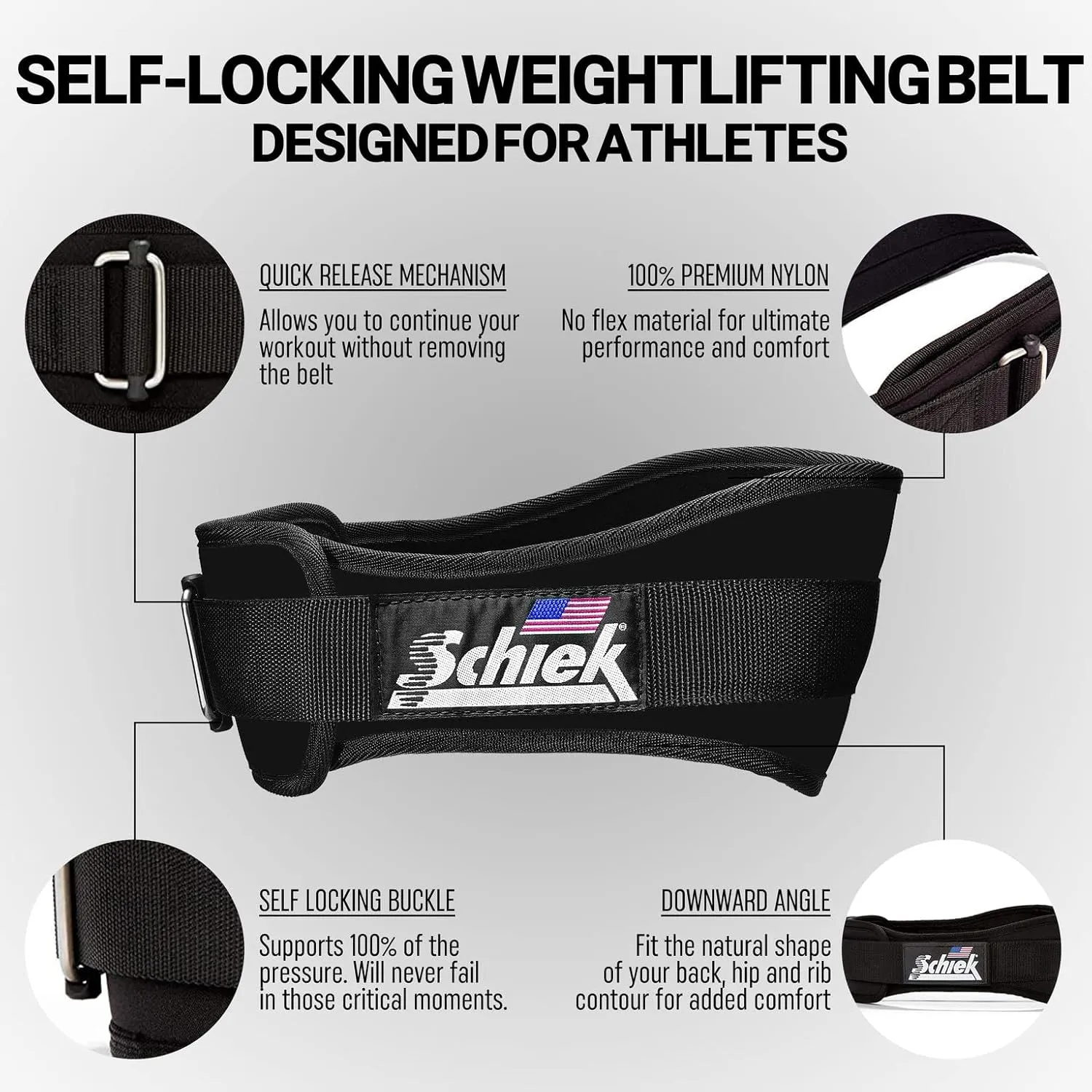 Schiek Sports Model 2004 Nylon 4 3/4" Weight Lifting Belt - Navy