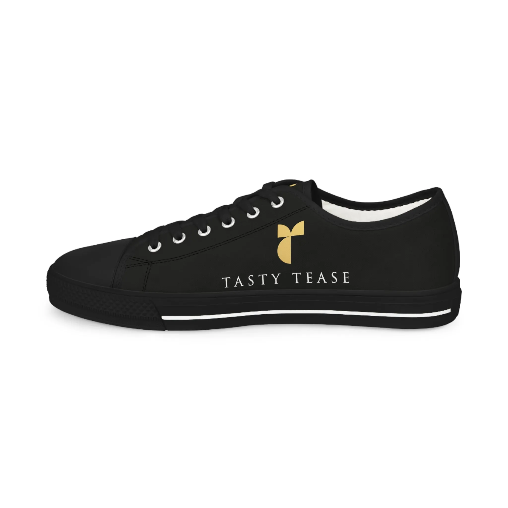 Tasty Tease Men's Low Top Sneakers (Black on Black)