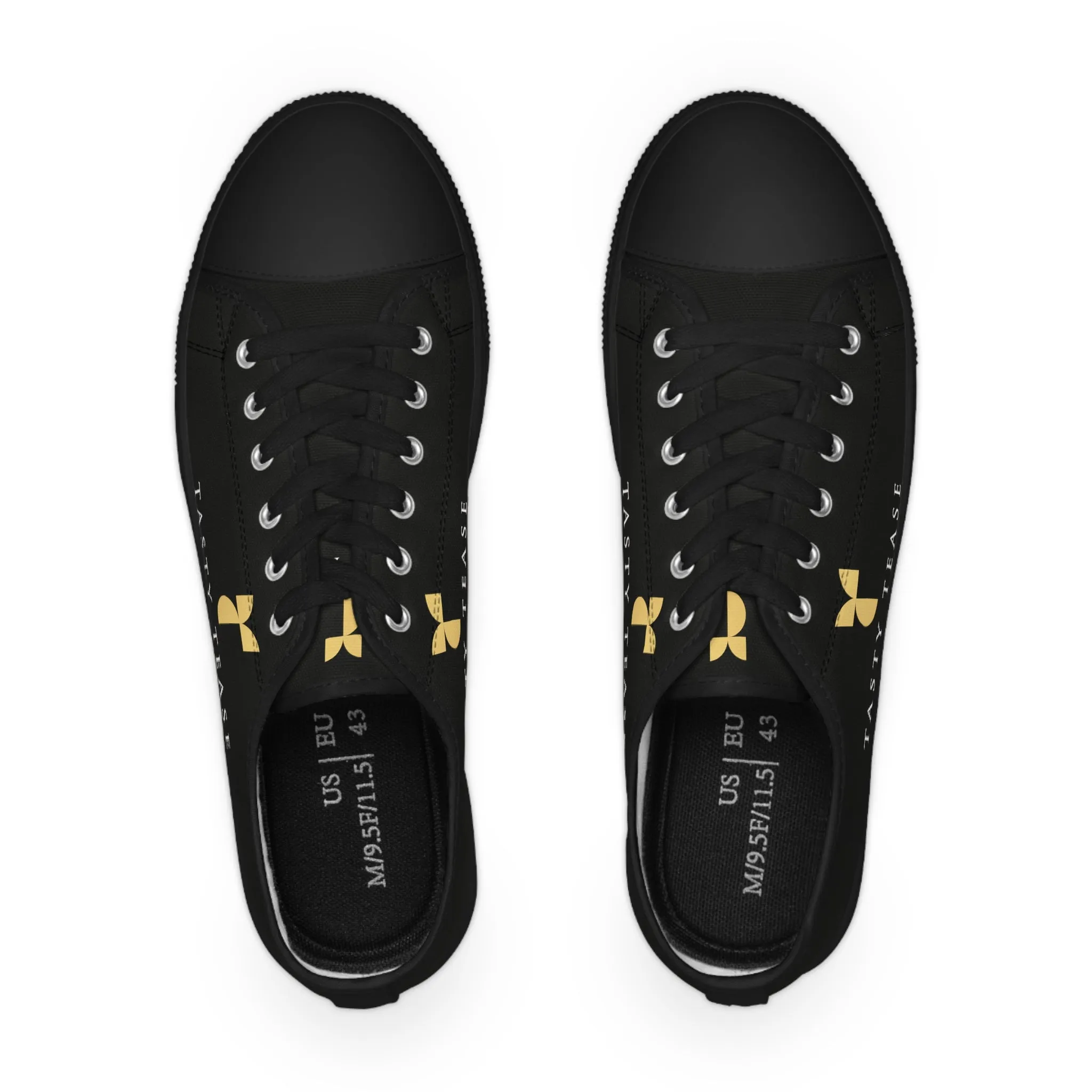 Tasty Tease Men's Low Top Sneakers (Black on Black)