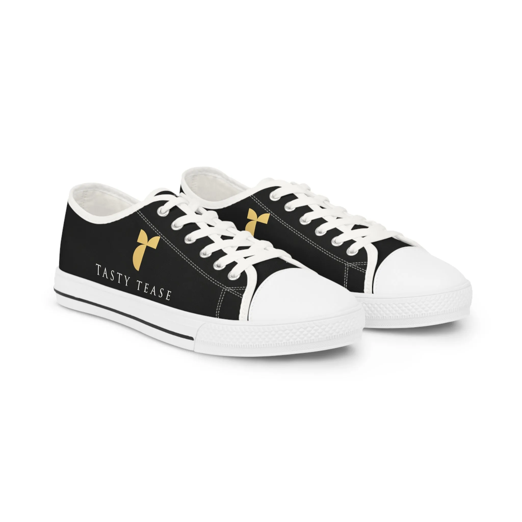 Tasty Tease Men's Low Top Sneakers (Black on Black)