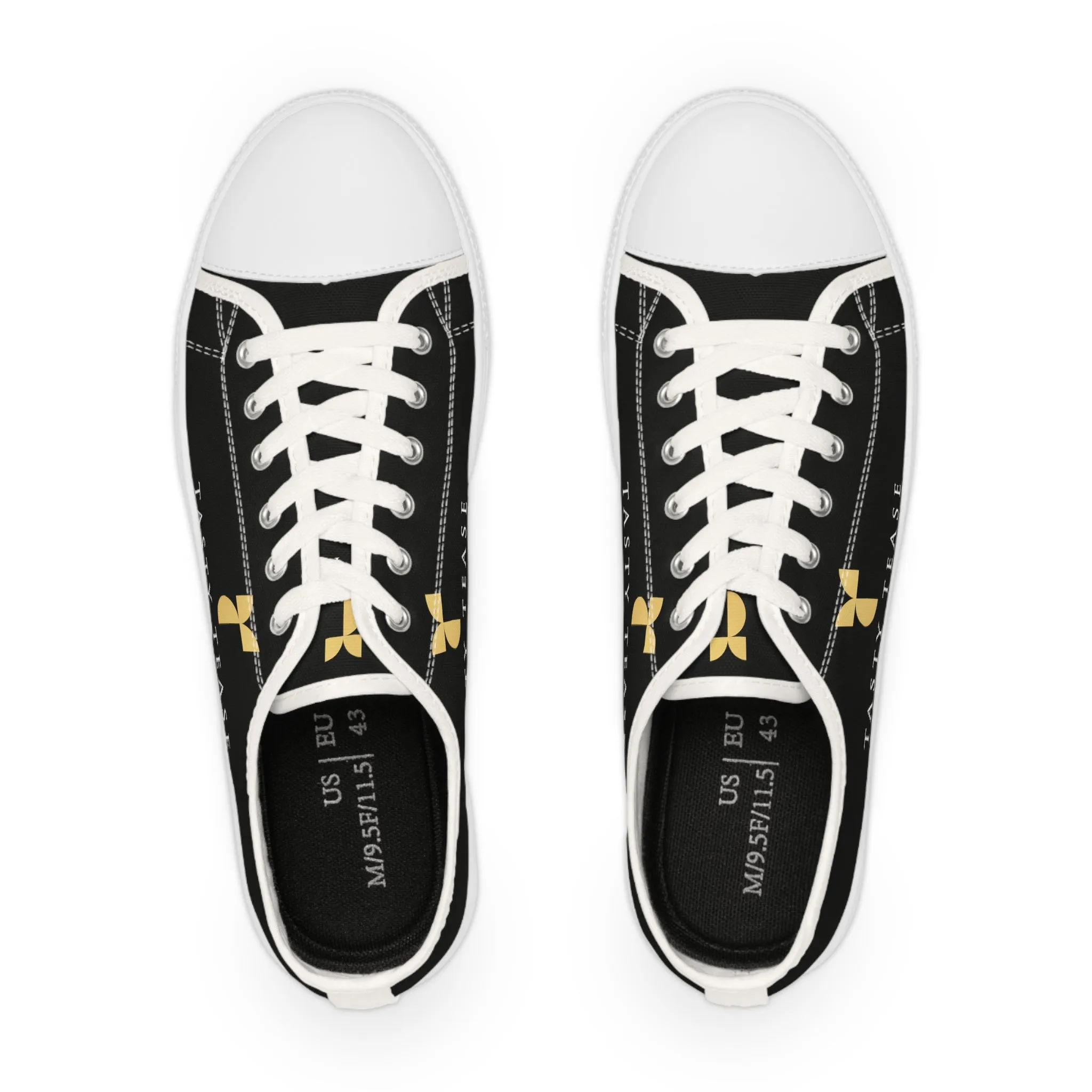 Tasty Tease Men's Low Top Sneakers (Black on Black)