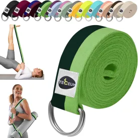 TECEUM Yoga Strap & Mat Strap  2 IN 1  Cotton  6 ft 8 ft 10 ft (30  colors)  Adjustable Non-Slip Belt for Yoga, Pilates, Stretching, Physiotherapy, Fitness & Home Workout  For Carrying Mats