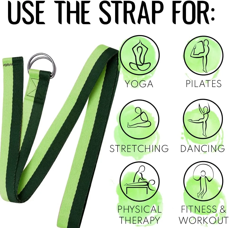 TECEUM Yoga Strap & Mat Strap  2 IN 1  Cotton  6 ft 8 ft 10 ft (30  colors)  Adjustable Non-Slip Belt for Yoga, Pilates, Stretching, Physiotherapy, Fitness & Home Workout  For Carrying Mats