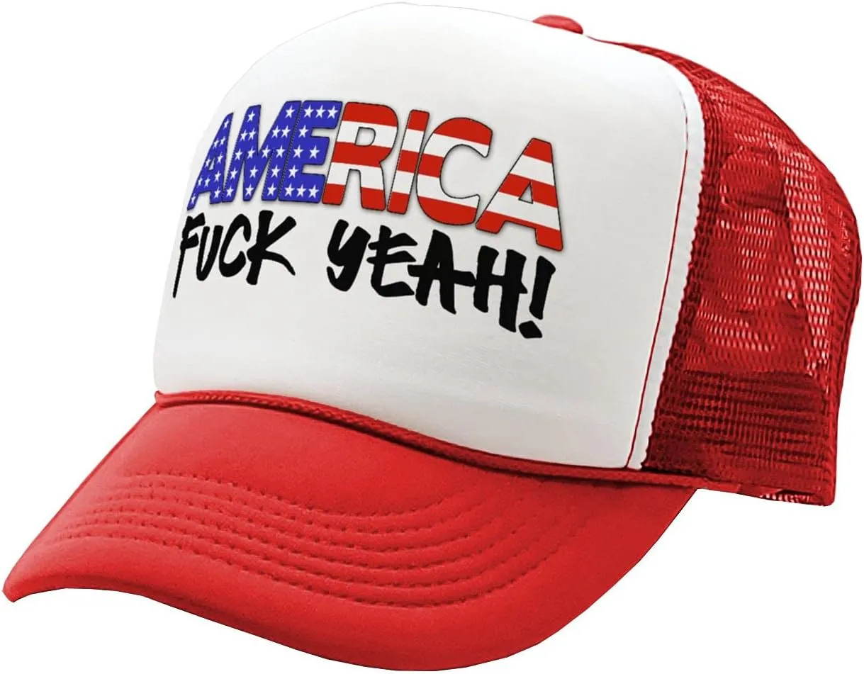 The Goozler - America - Fuck Yeah! 4th July Patriot - Vintage Retro Style Trucker Cap Hat