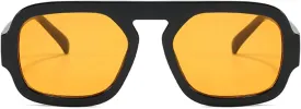 Trendy Hexagon Aviator Sunglasses for Women Men 70s Retro Square Flat Top Geometric Sun Glasses Shades