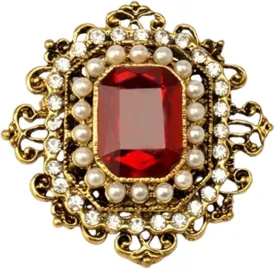 Vintage Crystal Pearl Brooch Pin for Women,Rhinestone Baroque Rectangle Shell Brooch Boho Victorian Style Brooches Lapel Pins Wedding Christmas Festival Ornament Jewelry