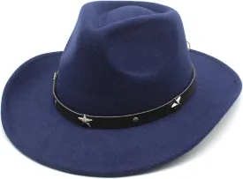 Western Cowboy Hat for Men and Women Outdoor Travel Hat Rolled Brim Felt Hat Men Fedora Hats