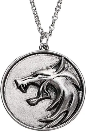 Witcher Medallion Necklace Witcher Necklace for Men Geralt of Rivia Wolf Necklace for Men Wild Hunt Wolf Jewelry for Men Witcher Costume Accessories