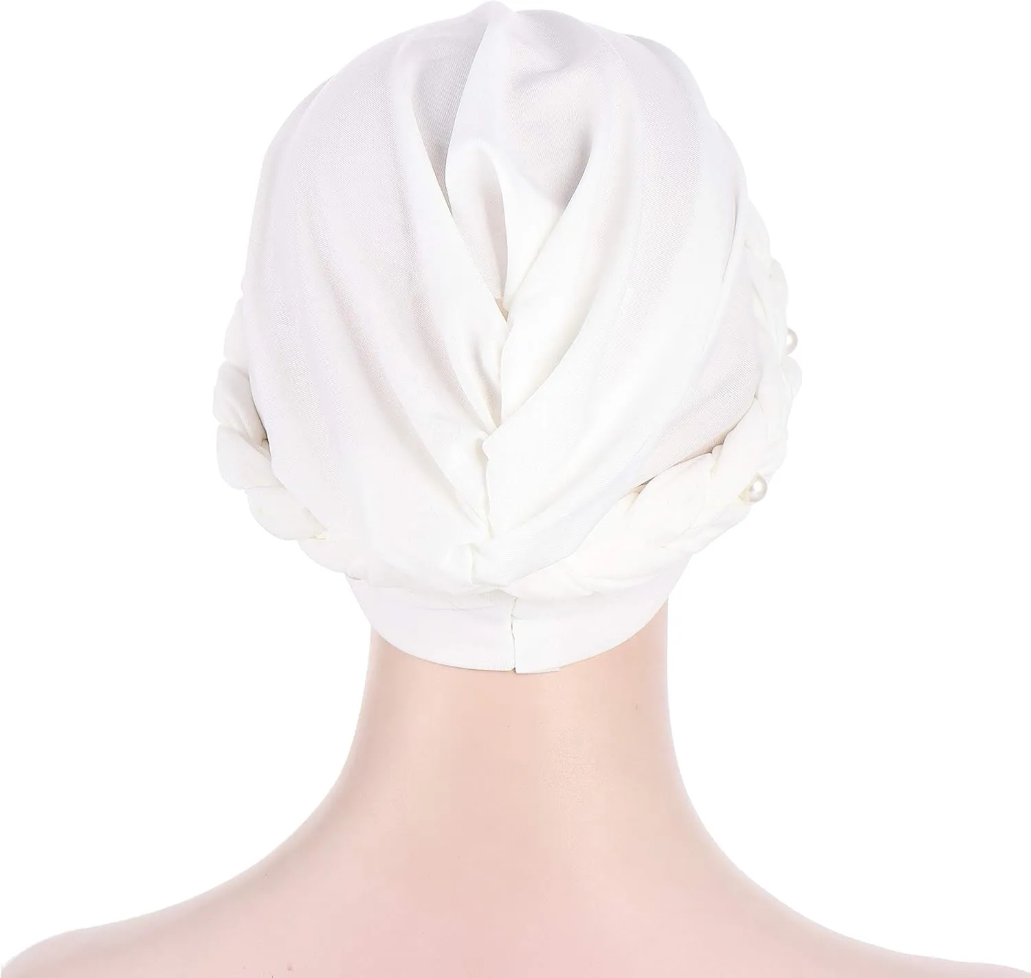 Women Hijab Beading Pearl Braid Turban Hat Head Scarf Cancer Chemo Beanies Bandana Headwrap Cap