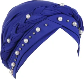 Women Hijab Beading Pearl Braid Turban Hat Head Scarf Cancer Chemo Beanies Bandana Headwrap Cap